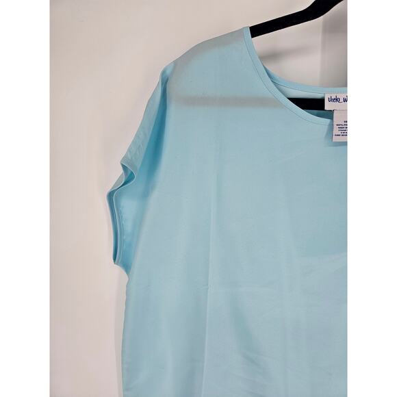 Vicki Wayne's Women's Short Sleeve Blue Round Neck Polyester Top Size 18W - Picture 2 of 4